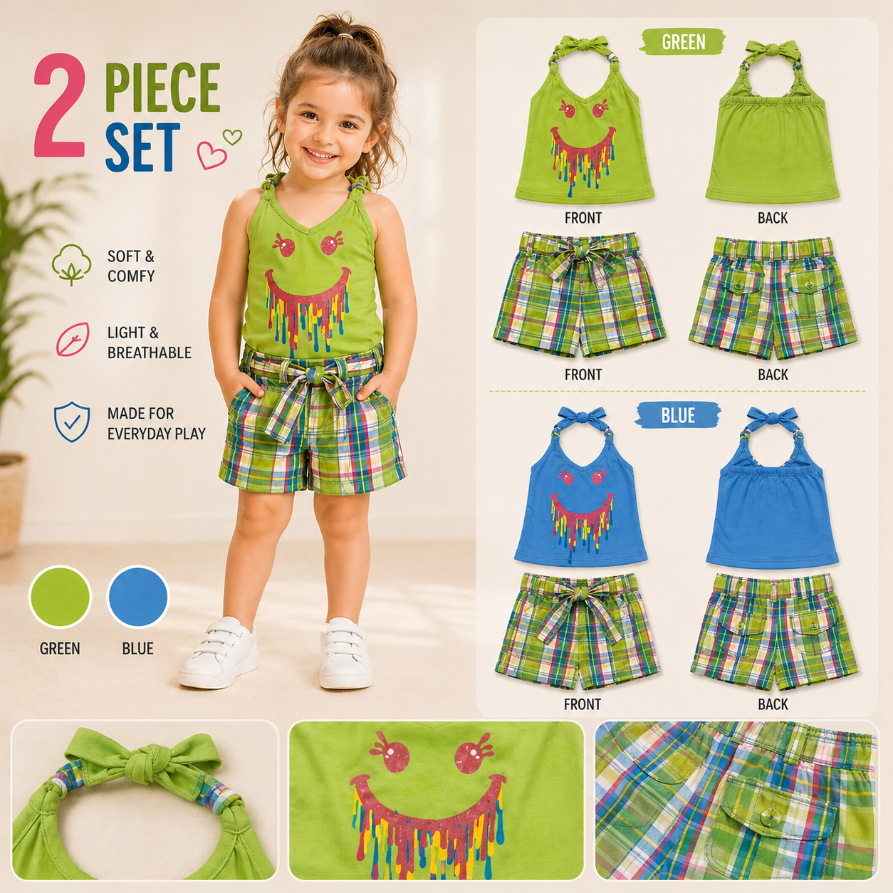 Girls 2-Piece Summer Set – Top & Shorts Outfit