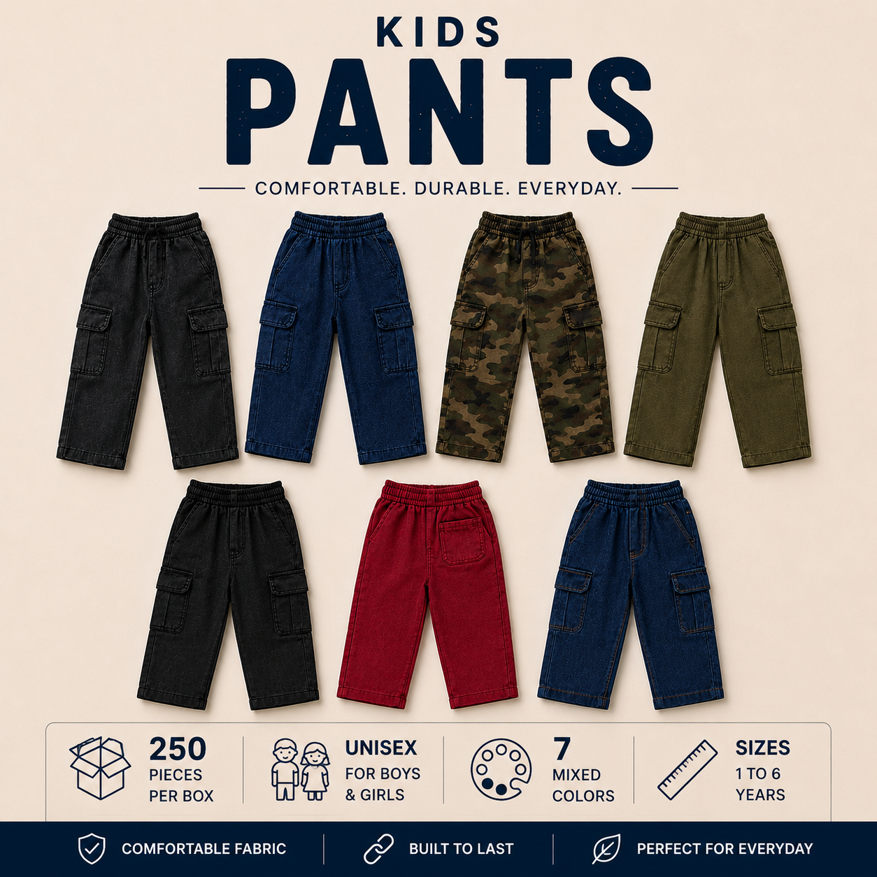 Kids Pants Mix Box – 250 Pieces (Ages 1–6 Years)