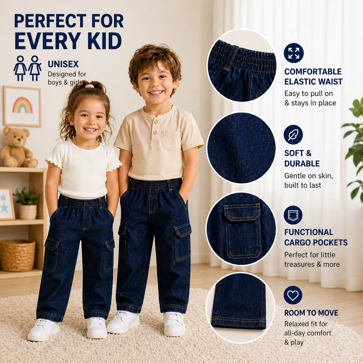 Kids Cargo Pants – Unisex