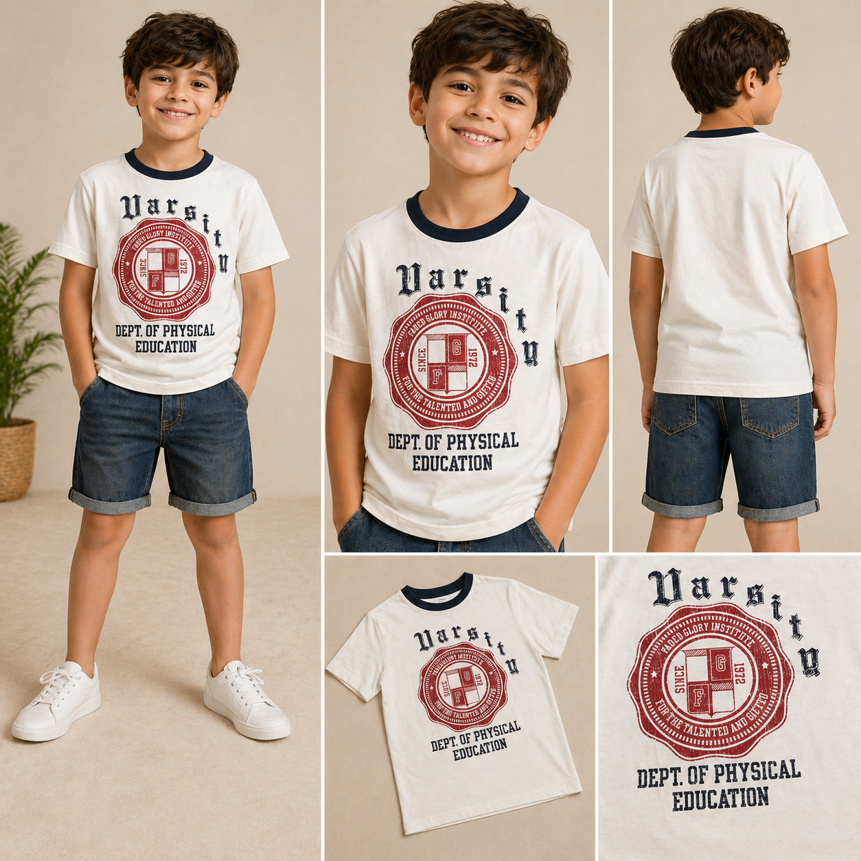 Boys Varsity Print Cotton T-Shirt – Casual Tee