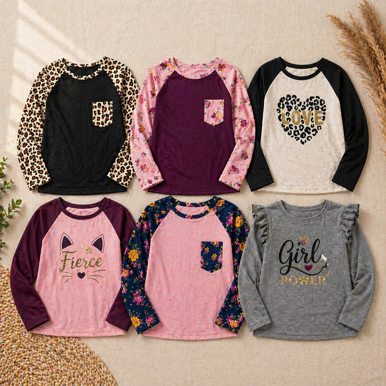 Girls Printed Long Sleeve T-Shirts – Mixed Designs