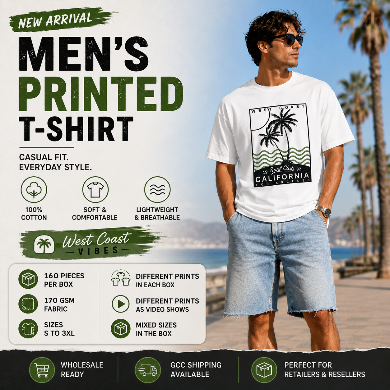 Men's Printed T-Shirts – Mixed Prints - 160 Pieces