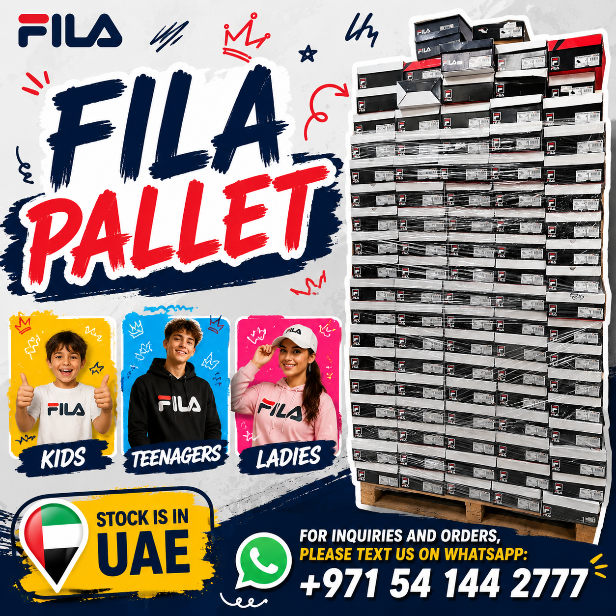 FILA Shoes Pallet – Kids, Teenagers & Ladies - 100% Original