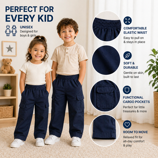 Kids Cargo Pants – Unisex - Dark Blue