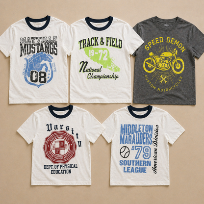 Boys Varsity Print Cotton T-Shirt – Casual Tee