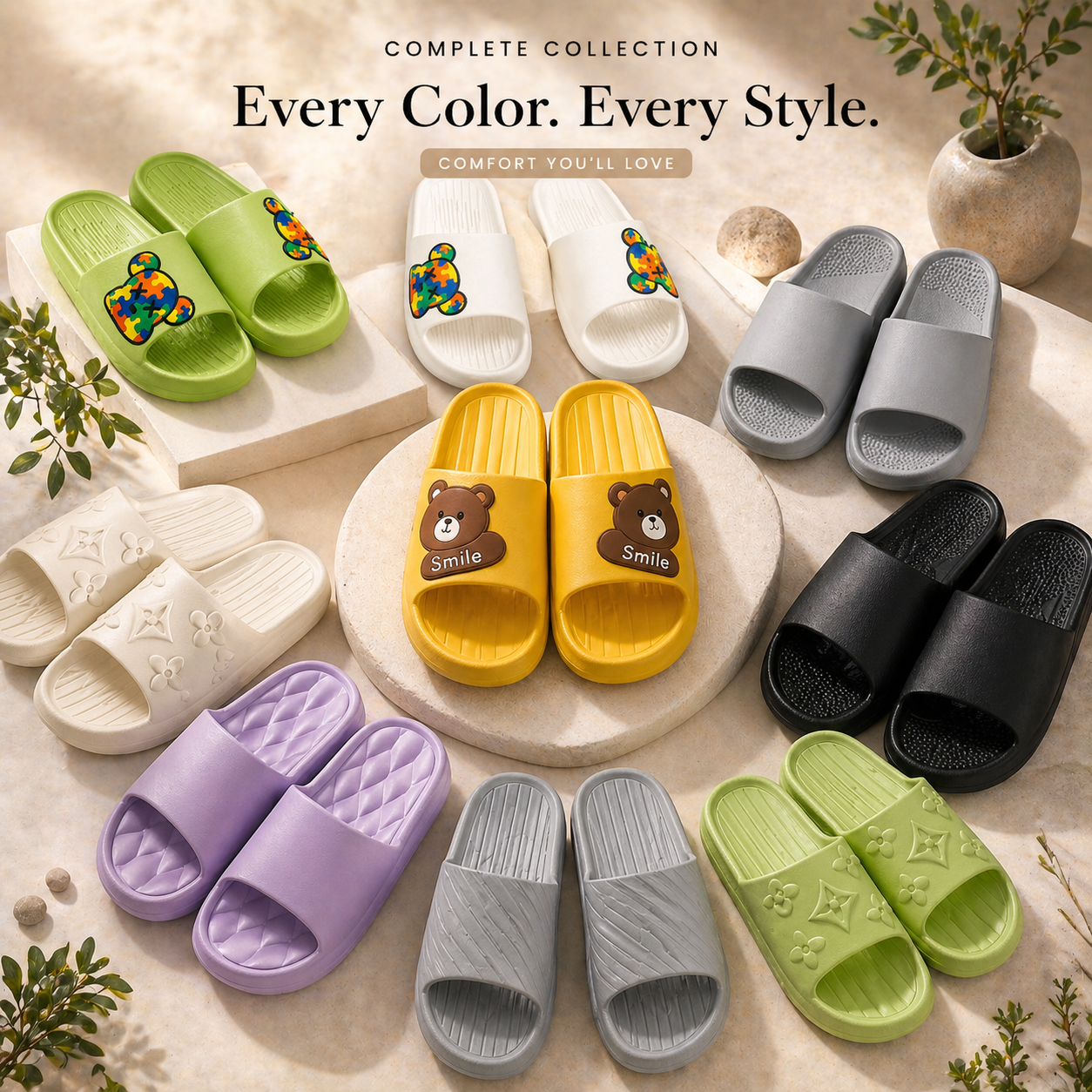 Cloud Comfort Textured Slide Slippers