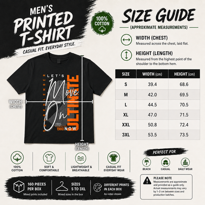 Men's Printed T-Shirts – Mixed Prints - 160 Pieces