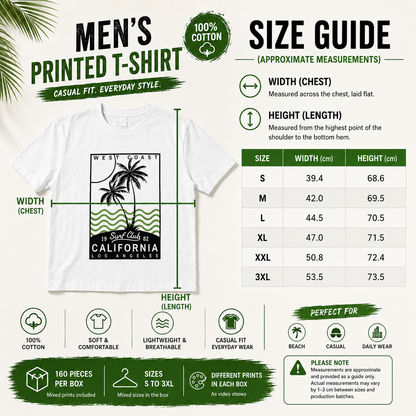 Men's Printed T-Shirts – Mixed Prints - 160 Pieces