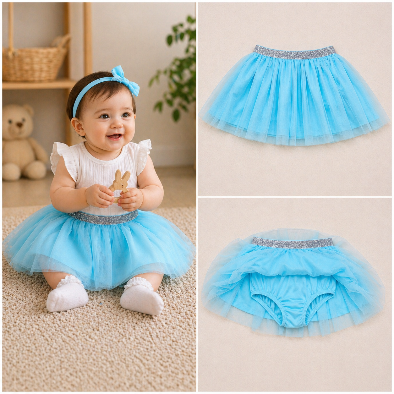 Girls Tutu Tulle Skirt with Built-in Shorts