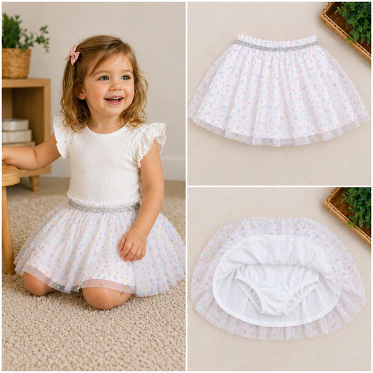 Girls Tutu Tulle Skirt with Built-in Shorts