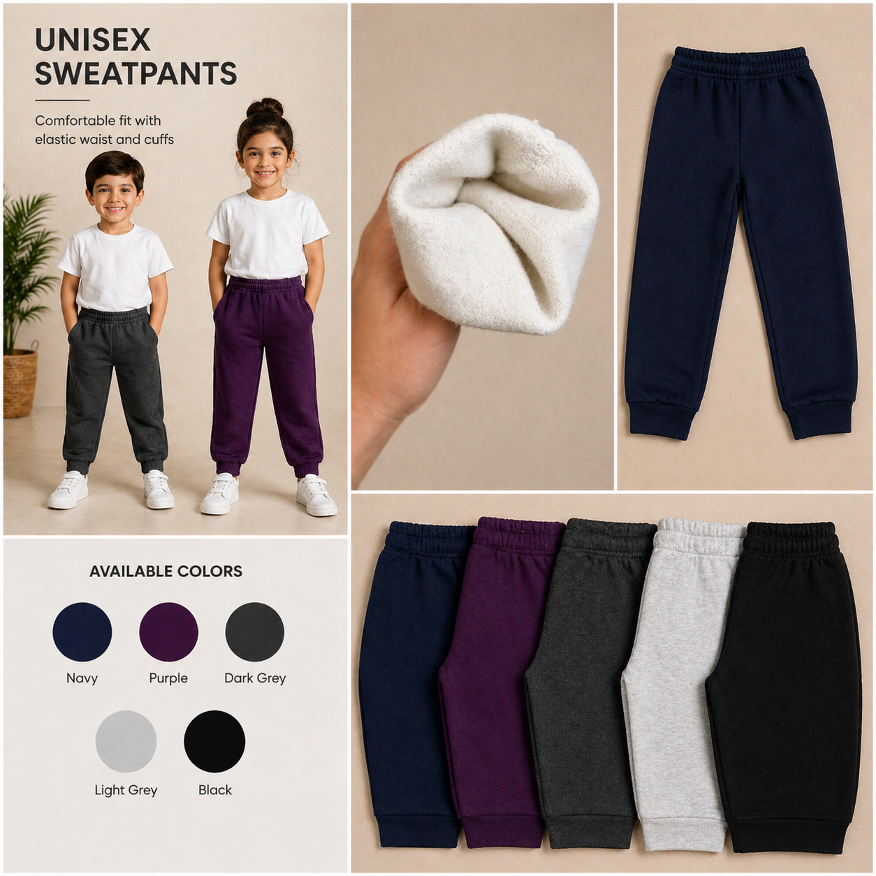 Kids Unisex Fleece Sweatpants