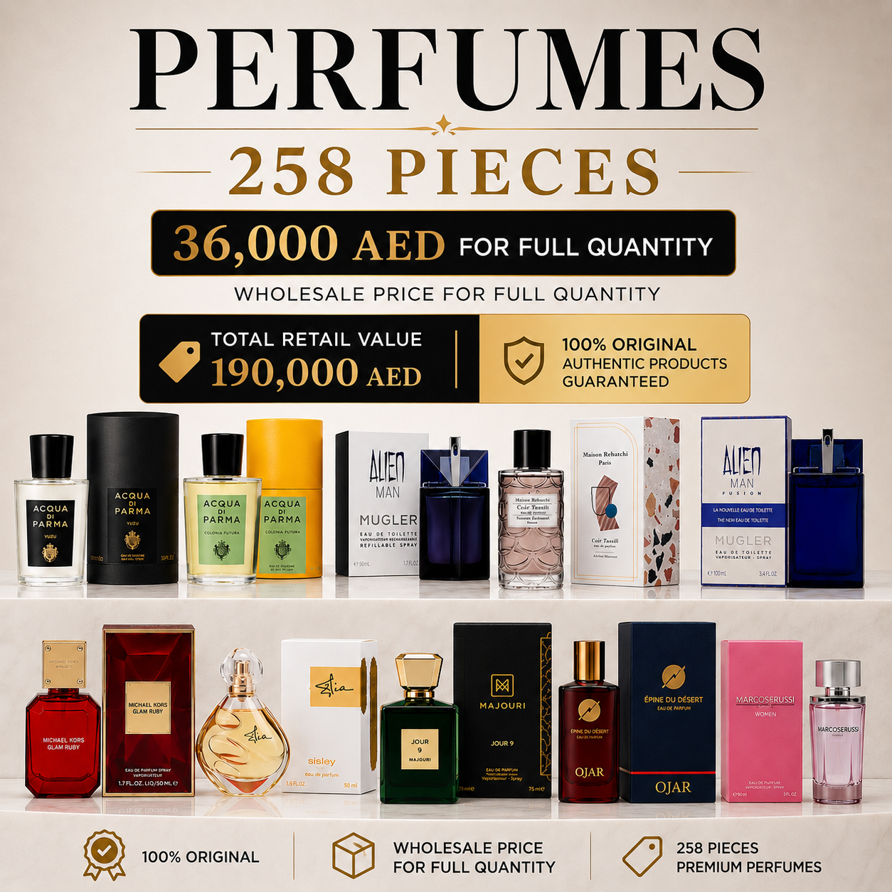 Original Branded Perfumes – Wholesale Stock 258 Pieces